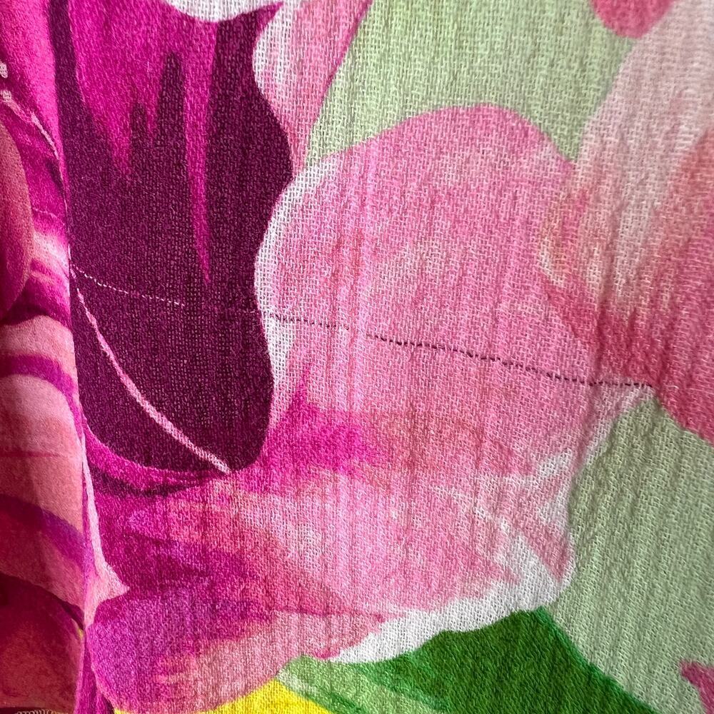 Soft Surroundings Blouse Womens Size Medium Colorful Floral Tiered Scallop Hem - Picture 14 of 16